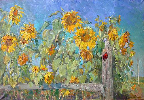 Sunflowers flower - oil painting