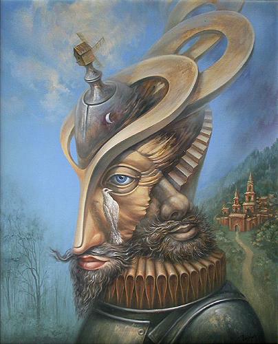 Don Quixote surrealist art - oil painting
