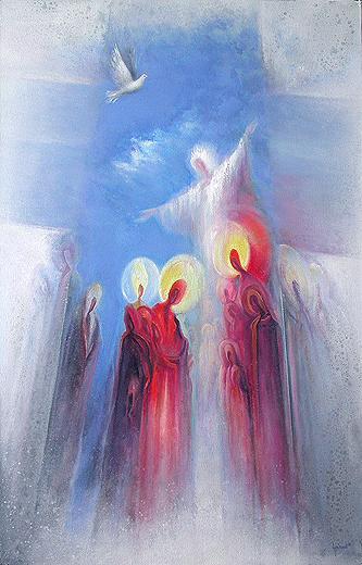 Ascension fantastical art - oil painting