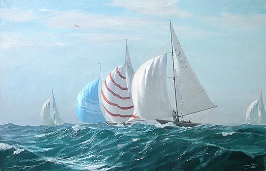Regatta seascape - oil painting