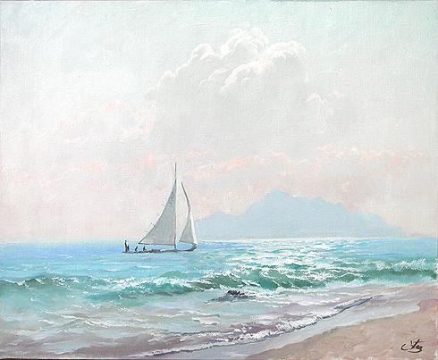 Midday seascape - oil painting
