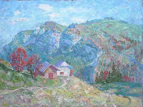 France. The Alps mountain landscape - oil painting