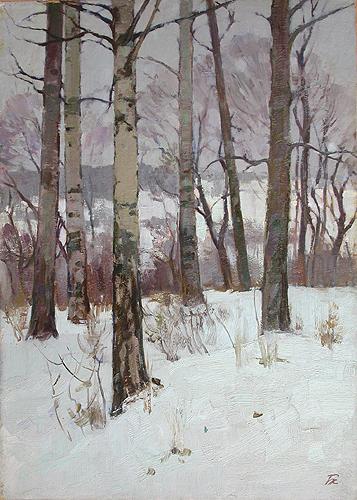 Winter in the Wood winter landscape - oil painting