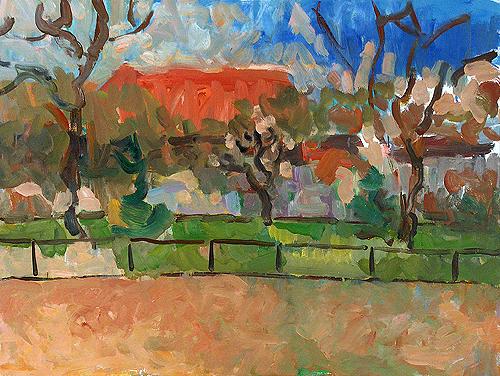 Park. London abstract landscape - oil painting