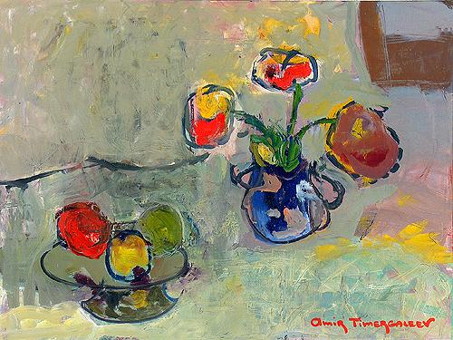 Flowers and Fruit still life - oil painting