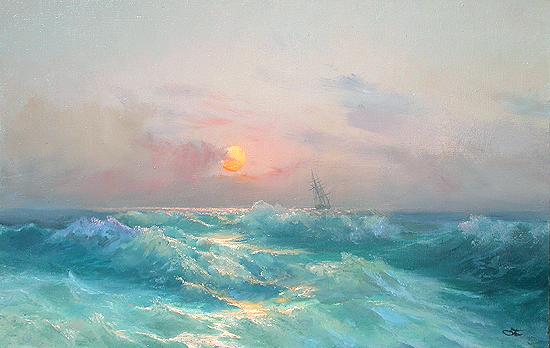 Evening seascape - oil painting