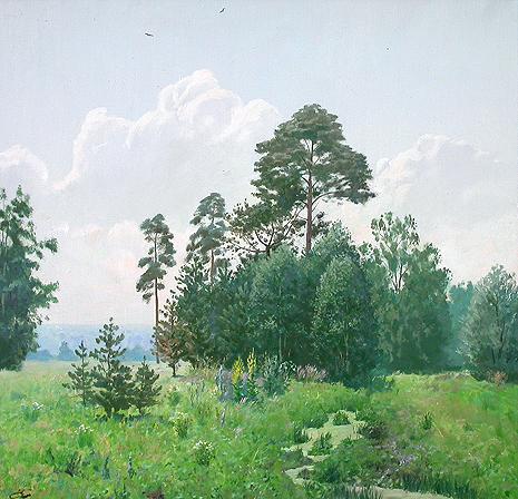 Summer Day summer landscape - oil painting