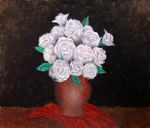 White Roses flower - oil painting