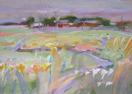 Grasses rural landscape - oil painting