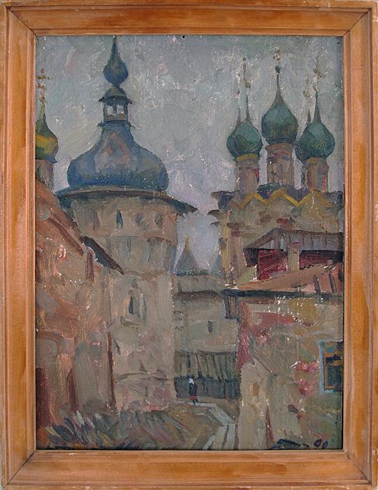 Rostov the Great architecture - oil painting Cremlin church landscape Rostov architecture castle