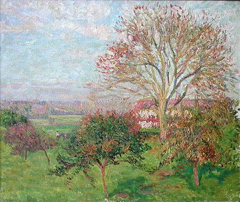 Landscape (copy of the painting by C.Pissarro ) spring landscape - oil painting