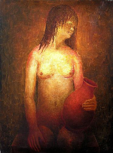 Naked with a Jug nude art - oil painting