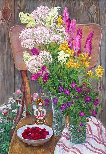 Still Life with Meadow Flowers flower - oil painting