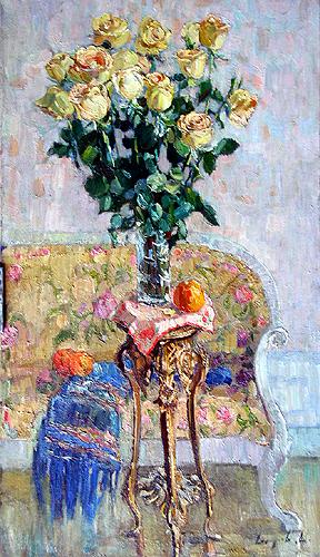 Roses on the Table flower - oil painting