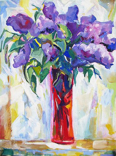 Lilac flower - tempera painting
