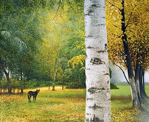 Autumn animals - oil painting
