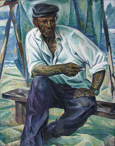 Anatoly Razumov, the Fisherman portrait or figure - oil painting