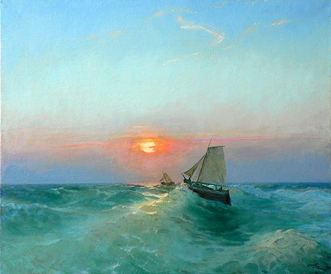 Wave seascape - oil painting