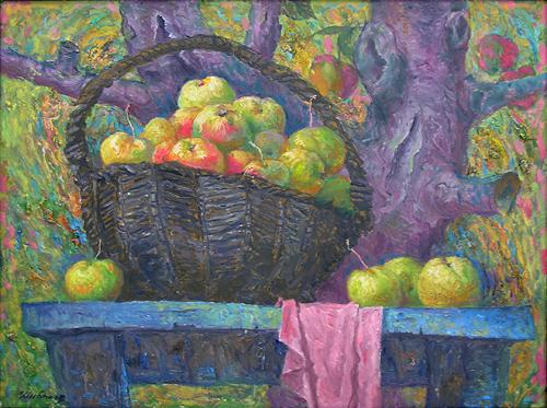 Spases. Apple Spas (triptych) still life - oil painting