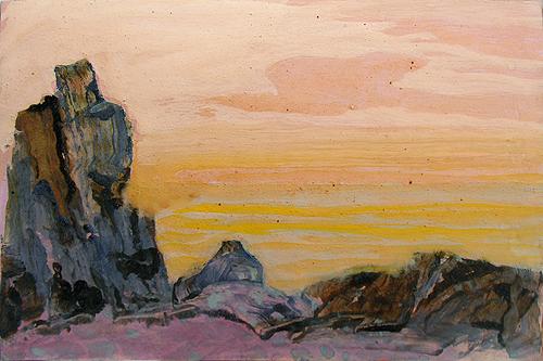 Study abstract landscape - tempera painting