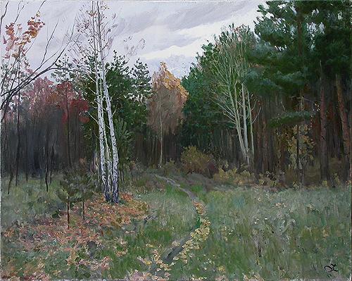 Autumn Day autumn landscape - oil painting