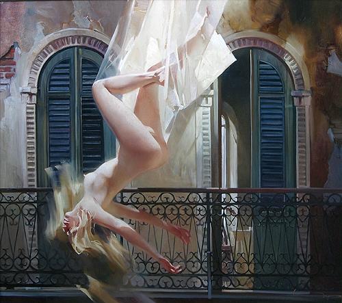 Falling into Venice nude art - oil painting