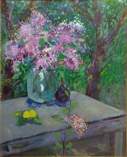 Still Life. Lilac flower - oil painting