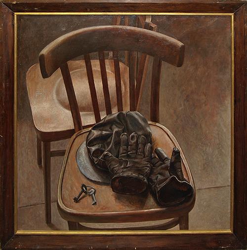 Chair and Gloves still life - oil painting