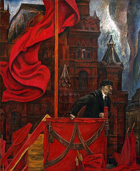 Lenin on the Red Square social realism - oil painting