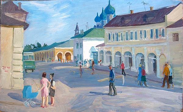 In Rostov the Great cityscape - oil painting