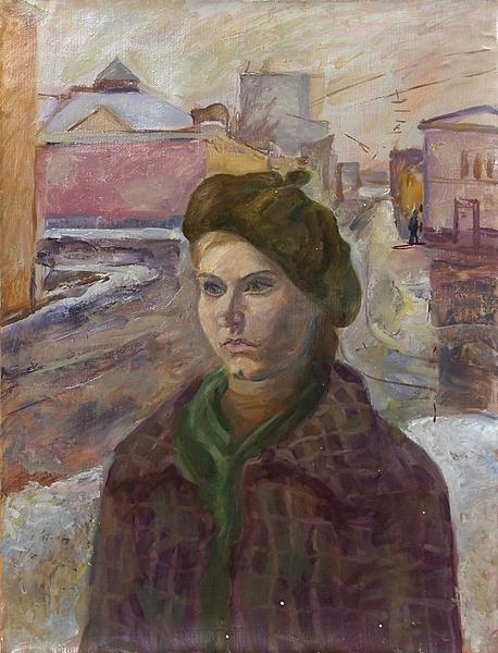 Girl in a Beret portrait or figure - oil painting