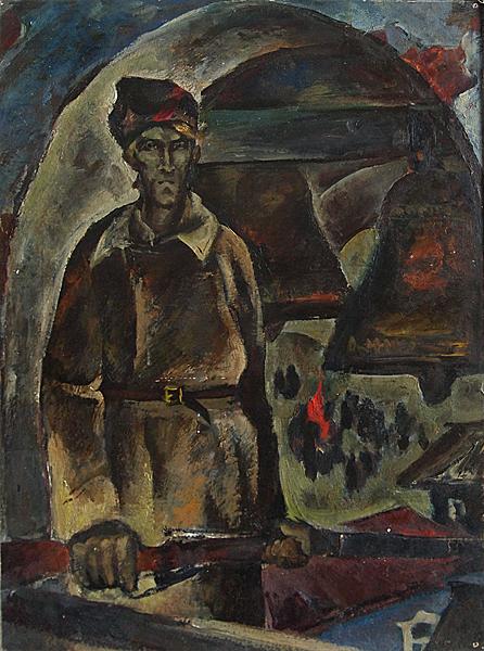 Alarm Man social realism - oil painting