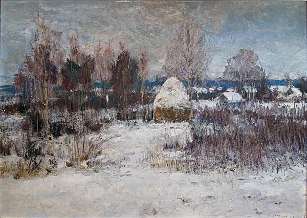 Untitled winter landscape -  painting