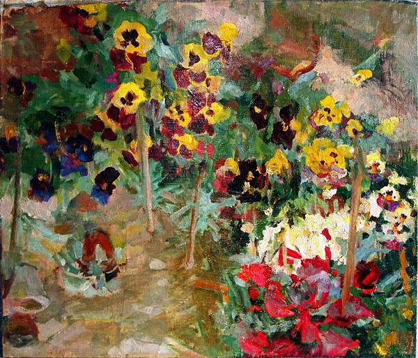 Flowers in the Garden flower - oil painting
