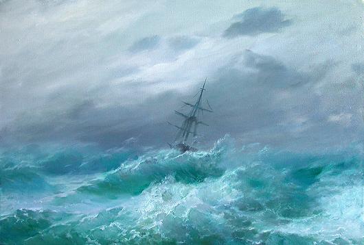 Heavy Sea seascape - oil painting