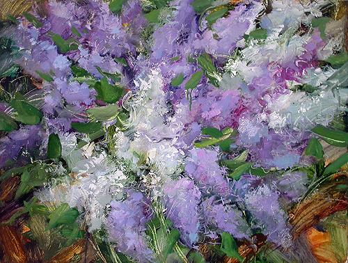 Smell of Lilac flower - oil painting