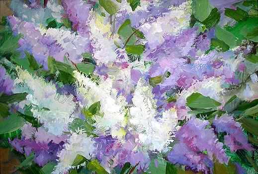 Lilac in Blossom flower - oil painting