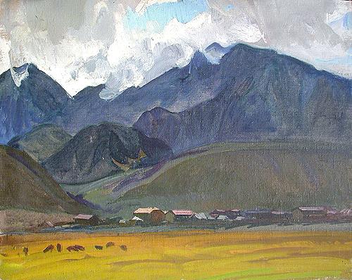 The Altai Mountains mountain landscape - oil painting