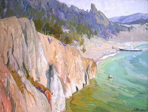 Sunny Day. Lake Baikal seascape - oil painting