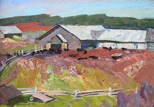 Study rural landscape - oil painting