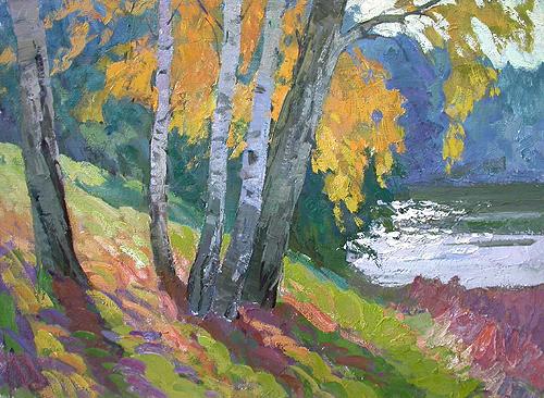 Autumn autumn landscape - oil painting