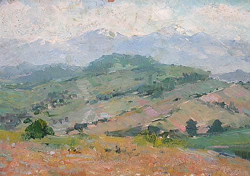 Foothills mountain landscape - oil painting