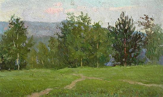 Evening summer landscape - oil painting