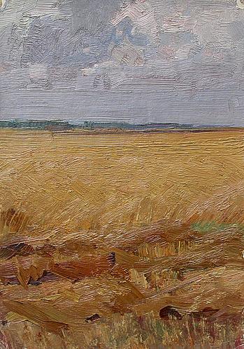 Field autumn landscape - oil painting