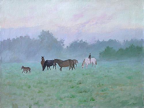 Morning animals - oil painting