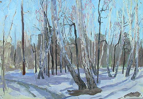 March spring landscape - oil painting