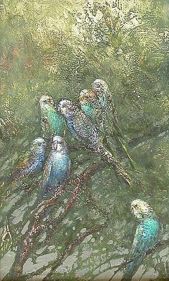 Parrots animals - oil painting