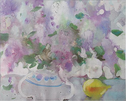 Scent of Lilac flower - watercolor, ink painting