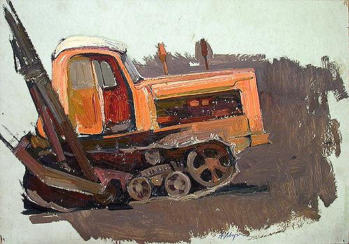 Sketch for a Painting cars - oil painting
