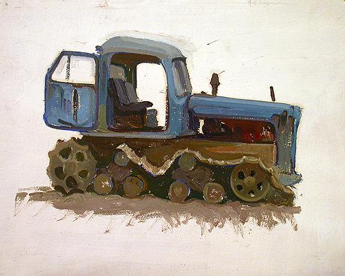 Sketch for a Painting cars - oil painting